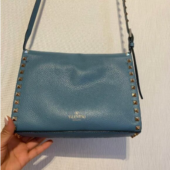 Valentino Rockstud Flip Lock Flap Bag Leather Medium - Picture 4 of 8